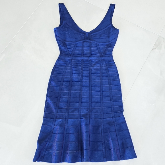 Herve Leger Royal Blue Knit Dress - Small - Picture 2 of 9